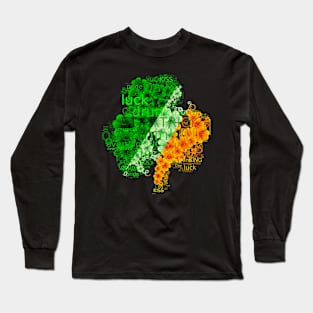 Flag of Ireland on a shamrock for St. Patrick's Day Long Sleeve T-Shirt